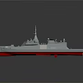 Modern Gray Naval Warship With Red Hull Bottom Number 119 And Detailed Surface Reflection