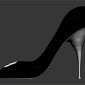 Elegant Black High Heel Shoes With Leather Stiletto Heels Shiny Surface And White Decorations