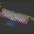Architectural Concrete Platform Design Featuring Red Railings Staircase And Orange Markings