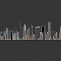Cartoon Style Cityscape With Colorful High Rise Buildings And Detailed Structures