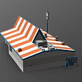 Building Featuring Orange and White Striped Roof and Prominent W Logo for Diner