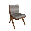 Elegant Modern Leisure Chair With Wooden Frame And Gray Fabric Cushion