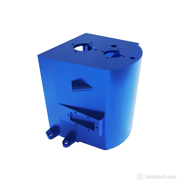 Blue Square Industrial Mechanical Housing Component With Mounting Holes And Base 3d model 