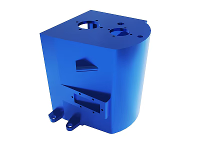 Blue Square Industrial Mechanical Housing Component With Mounting Holes And Base 3d model