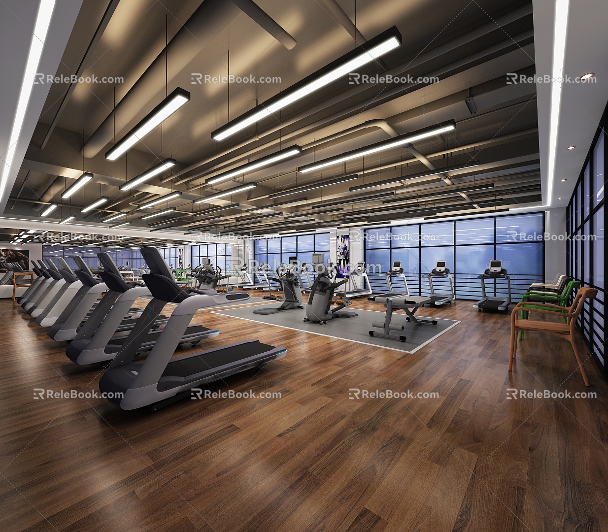 Modern Gym Fitness Equipment 3d model