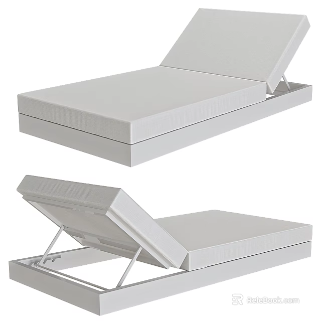 Modern White Lounge Chair With Adjustable Backrest Metal Frame And Padded Cushion 3d model 