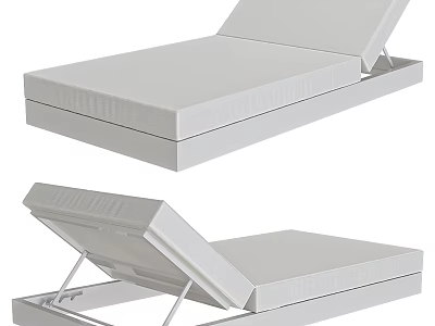 Modern White Lounge Chair With Adjustable Backrest Metal Frame And Padded Cushion 3d model