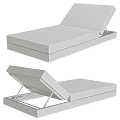 Modern White Lounge Chair With Adjustable Backrest Metal Frame And Padded Cushion