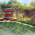 Ancient Chinese Traditional Gate Architecture Featuring Red Pillars Ornate Roof Stone Stairs And Brick Walls
