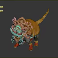 Game and Movie Character With Golden Ornaments Red Face Open Mouth Long Tail