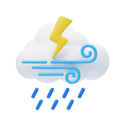 Decorative Weather Themed Ornament Decoration Set With Cloud Lightning Wind And Raindrops 3d model