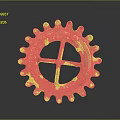 Golden Circular Lighting Fixture Set With Gear Like Design And Decorative Patterns