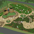 Outdoor Children's Play Area With Natural Grass Climbing Structures And Balance Paths