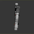 Futuristic Metallic Sci Fi Weapon With Black Grip Silver Body And Red Accents