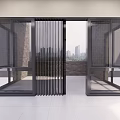 Modern Glass Folding Doors For Balcony With City View And White Floor