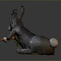 Gray Rabbit With Pink Ears Holding Fresh Carrot On Gray Background