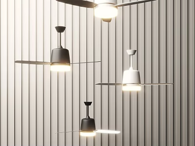Modern Air Conditioner Fan Design With Black White Colors And Striped Wall Background 3d model