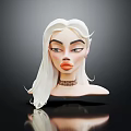 Fantasy Female Character With Long White Hair And Green Eyes