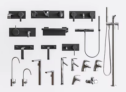Modern faucet stainless steel faucet combination 3d model