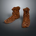 Vintage Brown Leather Boots With Lace Up Design And Wrinkled Shaft
