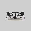 Modern Black Round Table with Two Chairs and Light Colored Rug 3d model