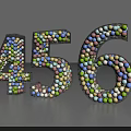 Vibrant Balls Arranged to Form Numbers Four Five Six in 3D Design