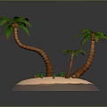 3D Rendered Small Island With Palm Trees And Small Plants On Gray Background