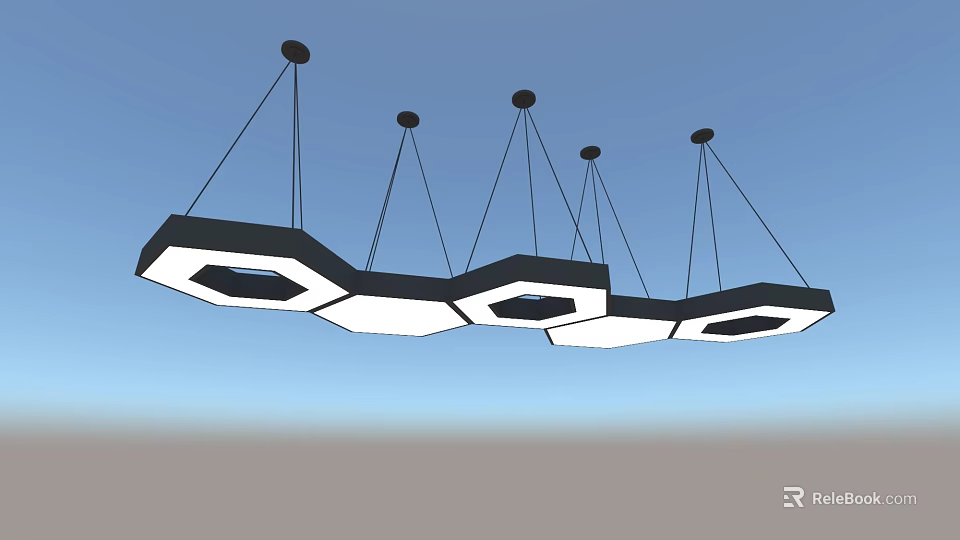 Modern Hexagonal Pendant Lights With Black White Design And Hanging Structure 3d model