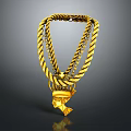 Golden Multi Strand Braided Chain Necklace Featuring Egyptian Style Pendant