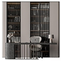 bookcase desk and chair 3d model