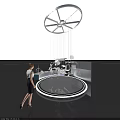 Industrial Equipment Display Platform With Wind Turbine Models And Female Observer