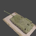 Military Tank Weapon With Green Paint Long Cannon Tracks And Machine Gun