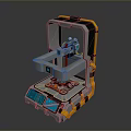 3D Mechanical Device Model With Gray Yellow Blue Accents Platform And Control Interface