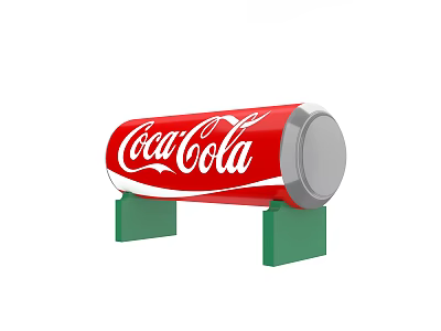 Giant Coca-Cola Can Photo Spot With Green Stand For Tourist Visits 3d model