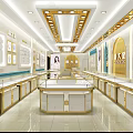 Elegant Luxury Jewelry Store Interior With Glass Display Cases And Gold Accent Lighting