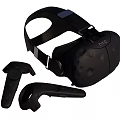 Black HTC VR Headset With Controllers For Immersive Digital Experience