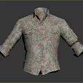Floral Print Collared Long Sleeve Shirt With Cuffed Sleeves And Pockets