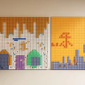 Colorful Building Blocks Wall Art With Creative City And Abstract Patterns 3d model