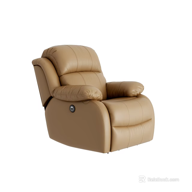 Brown Leather Single Recliner Sofa with Adjustable Backrest and Comfortable Armrests 3d model