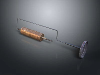 Coiled Metal Scientific Device With Horizontal Frame And Circular Base 3d model
