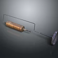 Coiled Metal Scientific Device With Horizontal Frame And Circular Base 3d model