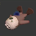 Cute Seal 3D Model With Brown Body White Face And Purple Sea Urchin On Back