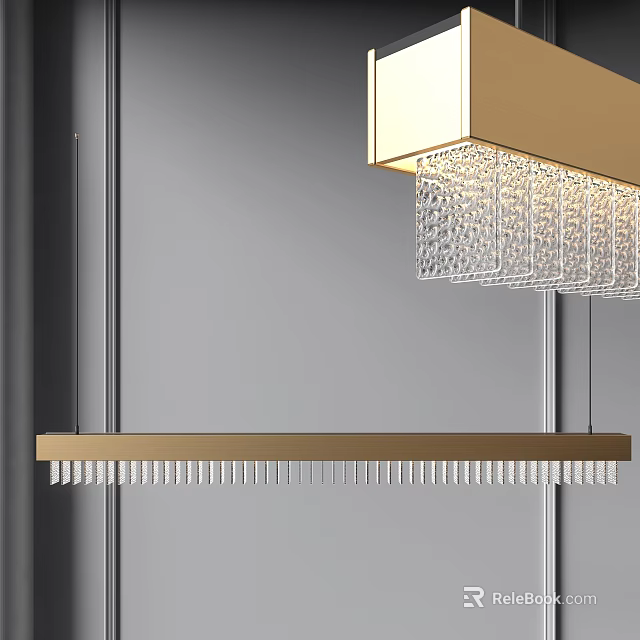 Modern Gold Frame Chandelier With Crystal Glass Elements For Interior Design 3d model