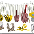 Vibrant Orange Red Sculptural Garden Ornaments with Geometric Shapes Woven Details and Metal Frames