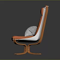 Comfortable Orange Leisure Chair With Tufted Backrest Wooden Frame And Checkered Pillow