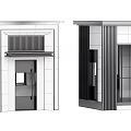 Two Different Modern Building Entrance Designs With Stone Wall Vertical Stripes And Glass Elements Grille Details