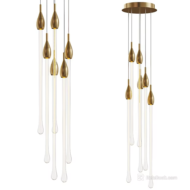 Modern Brass Glass Pendant Light For Living Room Minimalist Home Decor Design 3d model 