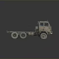 Old Military Truck With Camouflage Paint Six Wheel Chassis And Front Cabin