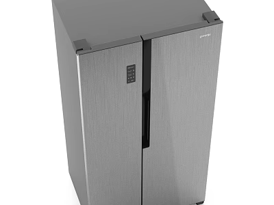 Inflatable Silver Double Door Refrigerator Model With Brushed Texture Surface And Control Panel 3d model