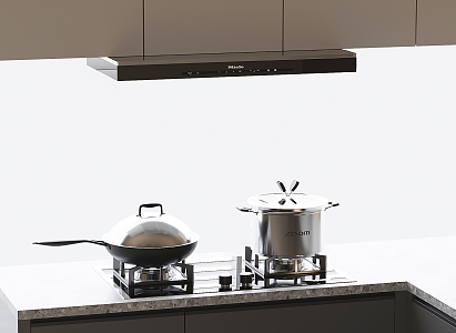 Modern range hood stove suit 3d model